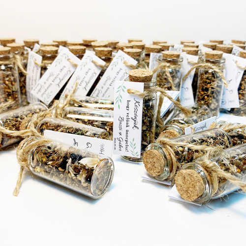 vadvirág magok üvegcsében virágmagos köszönőajándék, "esküvői köszönőajándék környezetbarát köszönőajándék 3